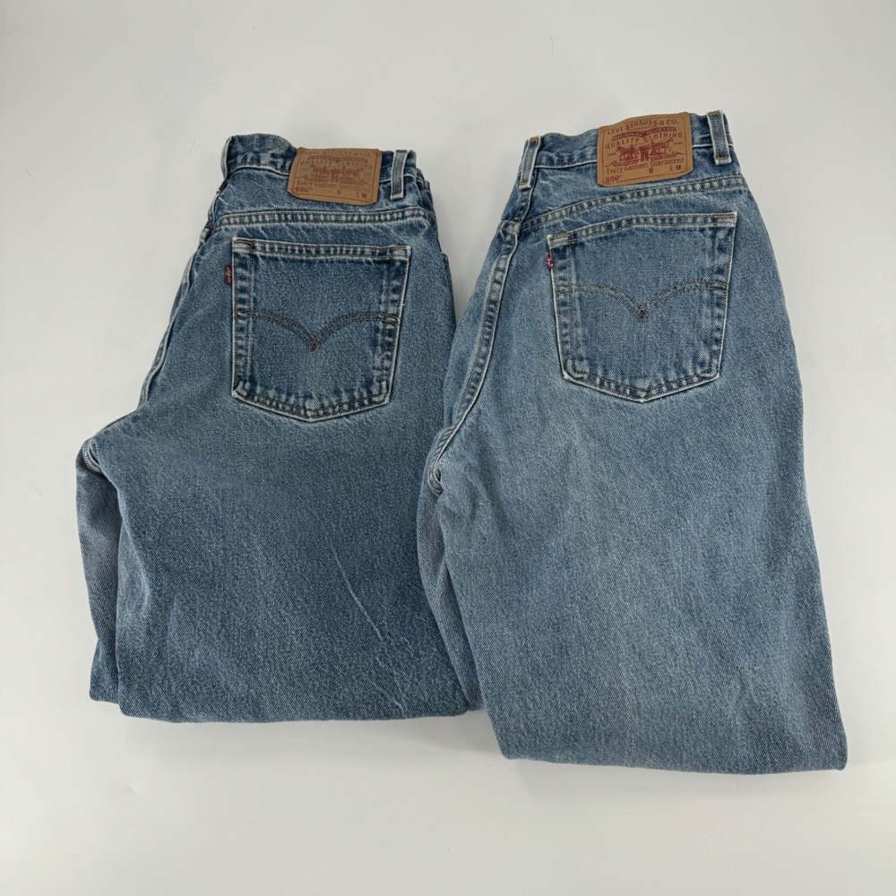 Lot‎ of 2 Vintage Levis 550 Relaxed Fit Tapered Leg Jeans Medium Wash Size 14 M